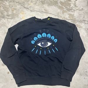 Kenzo Paris Eye Sweatshirt Sweater Black Blue Womens Size Large Long Sleeve